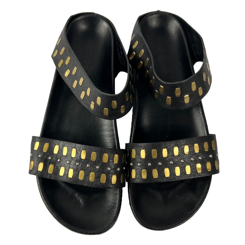 Cocobelle Leather Studded Slide Sandals Black Made in Italy Size 39 US 8 - 8.5